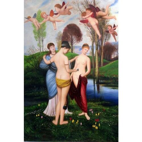 Hand Painted Canvas Oil Paintings Figure Wall Decor Hymn to Spring by Arnold Bocklin Painting on Canvas No Framed Vertical