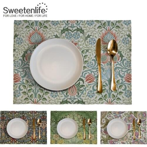 Retro Patterns Table Napkin Insulation Placemat Cotton Linen Pad Table Mat Kitchen Accessories Decoration Home Pad Coasters