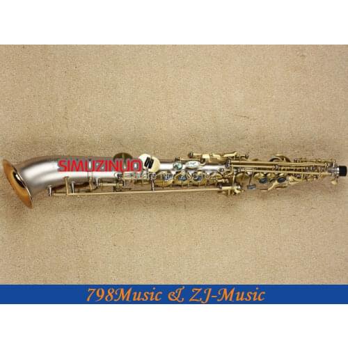 Satin Silver Gold Curved bell Soprano saxophone Bb key to High F key and G Key