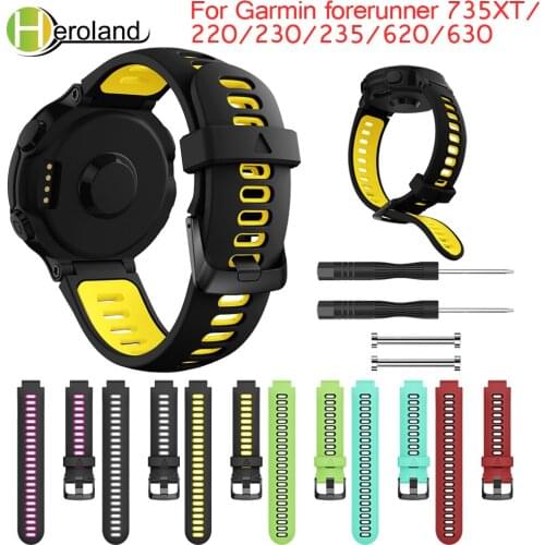 Outdoor Sport watchband Silicone Strap For Garmin Forerunner 735XT 735/220/230/235/620/630 Double Colorful Replacement Wristband