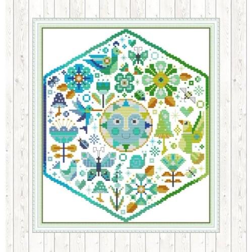 Sunshine and Life Cross Stitch Patterns 14CT 11CT Printed Fabric Cross-stitch Embroidery Thread Sets DIY Handmade Needlework Kit