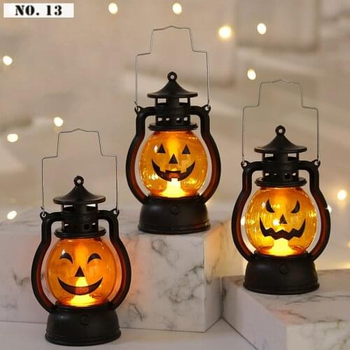 12.5*7.7*5.8cm Pumpkin Lamp Skull LED Pony Lantern Creative Holiday Bar Party Light LED Oil Lamp Prop Halloween Decoration Prop