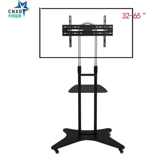 Heavy Duty TV Cart For LCD LED Plasma TV Height Adjustable Stand Mount With Wheels And Shelf For TV 32"-65" Up To 110lbs