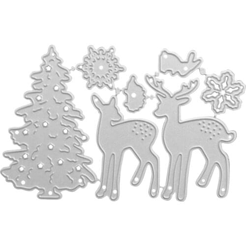 Christmas Tree Elk Metal Carbon Steel Cutting Die Stencils for DIY Scrapbooking Photo Album Craft Decor Embossing Paper Card