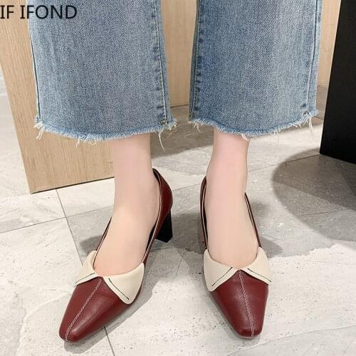 IF IFOND Womens Pumps High Heels Elegant Bride Party 7cm Heel Pointed Toe Shallow Mouth Shoes Female Office Lady Work Shoes
