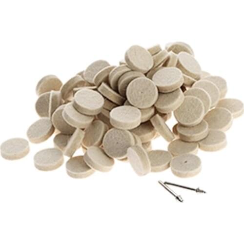 YEODA 100/50 pcs 25mm Accessories Of Felt Of Wool Polishing Grinding Wheel Shining Dremel Polishing Pad + 2PC 3mm Shafts