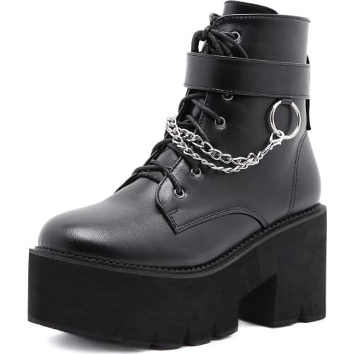 Ankle Boots Autumn Lace Up Women High Quality Leather Boot Anti-slip Wear-resistant Comfortable Women Ankle Boot Goth Shoes