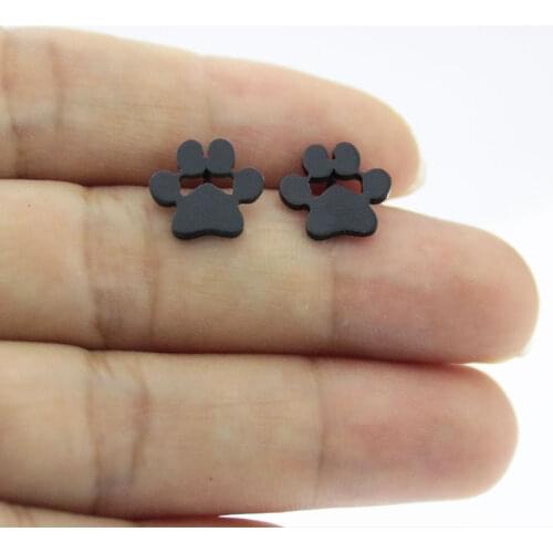 10Pair/Lot Cute Dog Cat Paw Print Stainless Steel Earrings Women Girls Love Paw Print Studs Earrings Brincos Jewelry