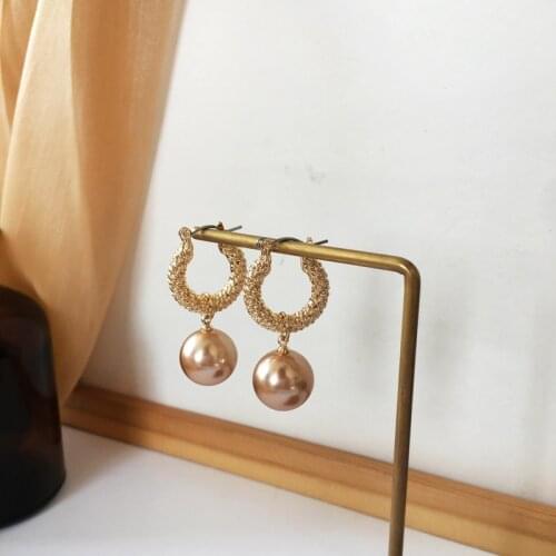 Champagne Pearl Drop Earrings for Female orecchini Unusual Hanging earrings for Women Boho Metal bijoux femme fashion pendientes