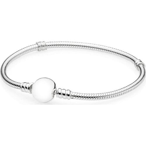 925 Sterling Silver Original Moments Signature Clasp Pan Bracelet Fit Women Bead Charm Bangle Gift Diy Jewelry
