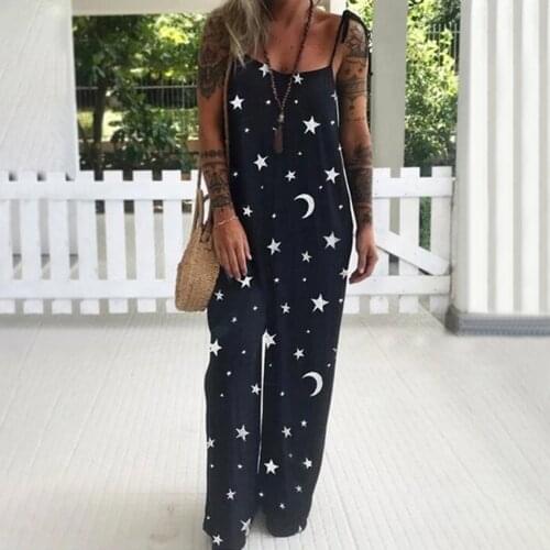 Women Casual Jeans Print Pocket Jumpsuit Summer Female Strap Button Long Playsuit Ladies Fashion Romper Overol Mujer New #T1G