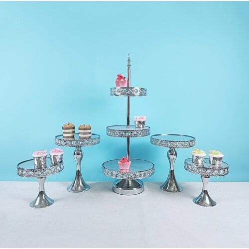 1pcs -5pcs silver crystal dish dinner plates cake stand tableware porcelain tray decorative cake plate
