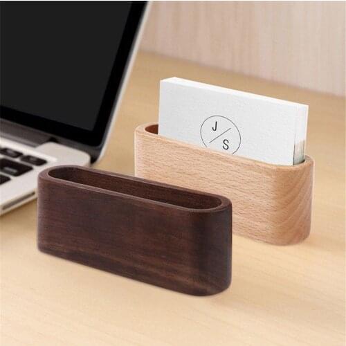 1 Pcs Business Card Holder&Note Holder Display Device Card Stand Holder Wooden Desk Organizer Office Accessories 11x3x4cm