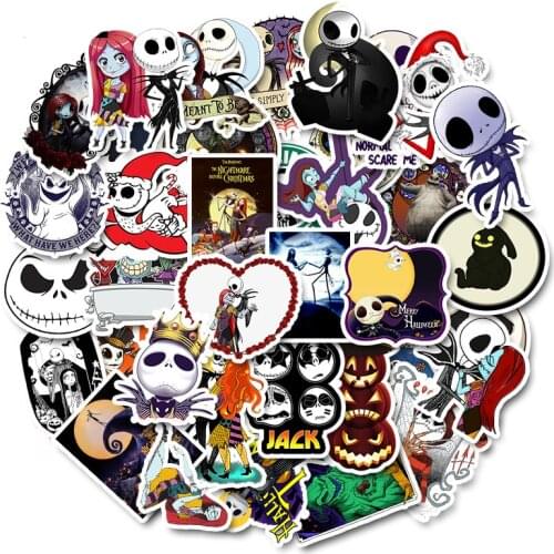 10/30/50PCS Halloween Horror Night Cute Scarecrow Wear Skateboard Guitar Waterproof Graffiti Sticker Decoration Toy Wholesale