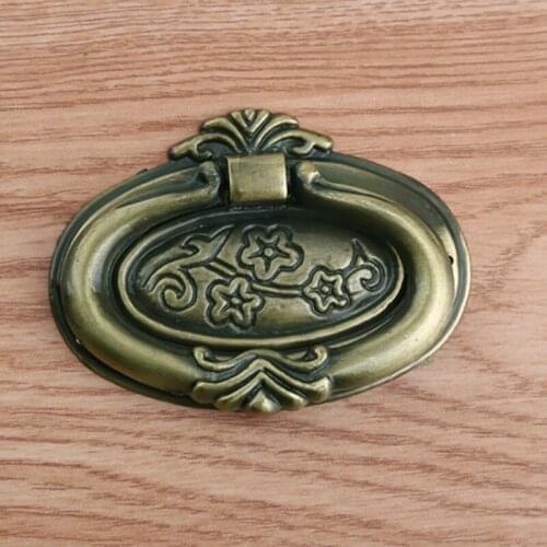 10pcs free shipping retro rustico shaky drop rings furniture knobs bronze drawer shoe cabinet knobs pulls antique brass handles