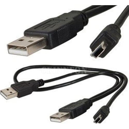 100 pieces wholesale new 2 In 1 Male USB 2.0 A to USB 2.0 Male MINI 5 Pin Power Data Y-Cable Splitter Cable
