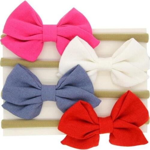 4" Solid Fabric Bows With Nylon Headband For Girls Kids Children Newborn Hair Accessories Headband 15Colors 36pcs/lot