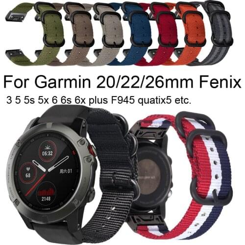 26mm 22mm 20mm Watchband for Garmin Fenix 5X 5 5S Plus 3 3HR 6 6S 6X Pro Watch Quick Release Nylon Band Easy Fit Wrist Strap