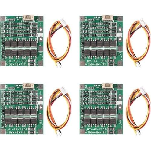 4pcslot 4S 30A 14.8V BMS PCB Integrated Circuits Protection Board Cell Balance For 18650 Li-ion Lithium Battery With 5-core Wire