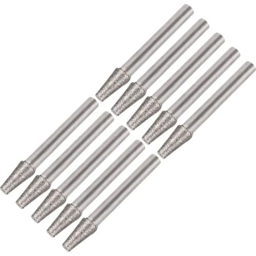 Uxcell Diamond Burrs for Rotary Tool 1/4-Inch Shank 10mm Tapered 120 Grit 10 Pcs Trapezoid 8mm