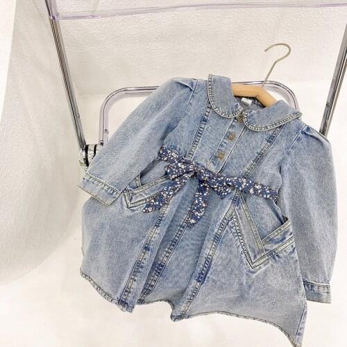2021 Baby Girl Children Fashion Clothing denim Dress Clothes Children Party Birthday Wear