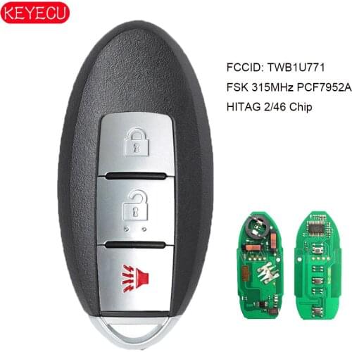 KEYECU Remote Key FSK 315MHz ID46 Fob for Nissan Tiida Livina Versa Maxima Sunny Teana Sylphy Sentra 2005-2008 TWB1U771