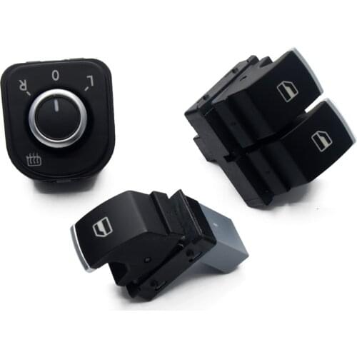 Chrome Power Electric Mirror Switch Window Switch For Volkswagen VW Passat B6 B7 Eos Golf 5 6 GTI Plus Tiguan CC 3PCS / SET