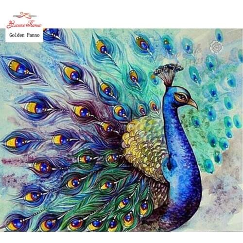 Diy diamond embroidery set full square drill diamond painting 5d picture of stones wall decor peacock animals 12