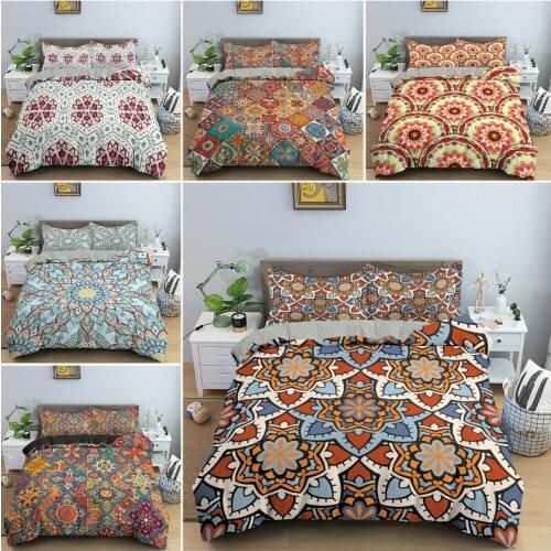 Ethnic Mandala Bedding Set with Pillowcase Duvet Cover Set Bedclothes Queen/King/Queen Size Quilt Cover for Kids Bedroom Home