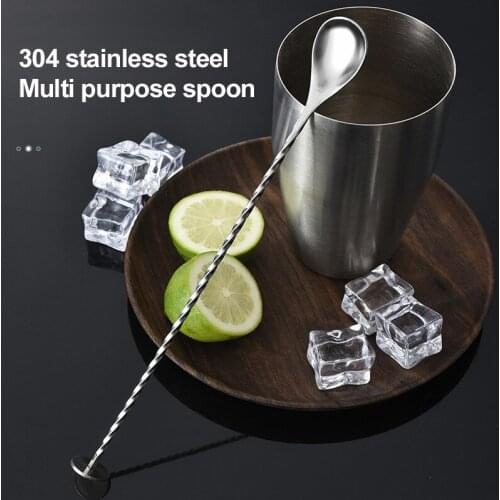 304 Stainless Steel Mixing Spoon Masher Long Handle Bar Spoon Multi-purpose Spoon Liquor Juice Drinkware For Home Kitchen Bar