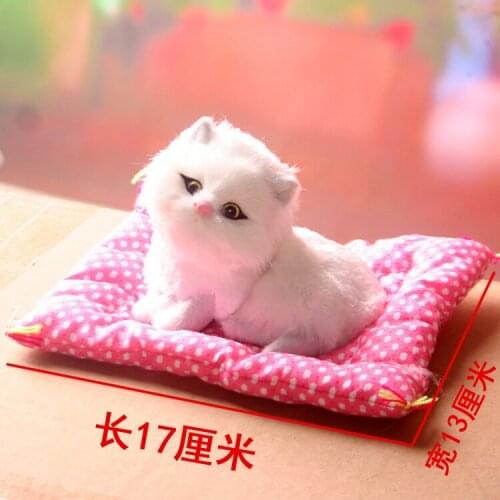 Cute simulation small cat toy polyethylene & furs handicraft white mat cat model gift about 17x13cm 2389