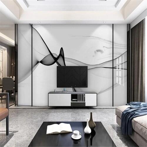 Milofi modern minimalist atmosphere gray abstract ink marble pattern bedroom living room wallpaper mural TV background