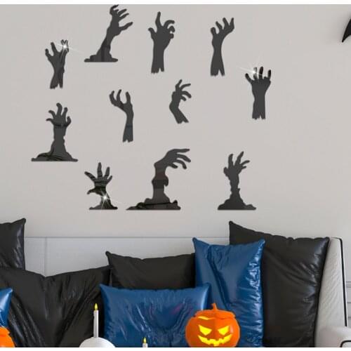 1Pcs Halloween Acrylic Mirror Surface Stickers Self Adhesive 3D Ghost Shaped Wallpaper Wall Decals Home Living Room Decoration