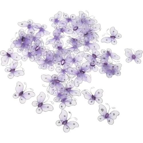 New Hot 50Pcs Wired Mesh Stocking Butterflies 2*3.2cm Wire Decoration DIY Craft Scrapbook Wedding Party Decorative Butterflies