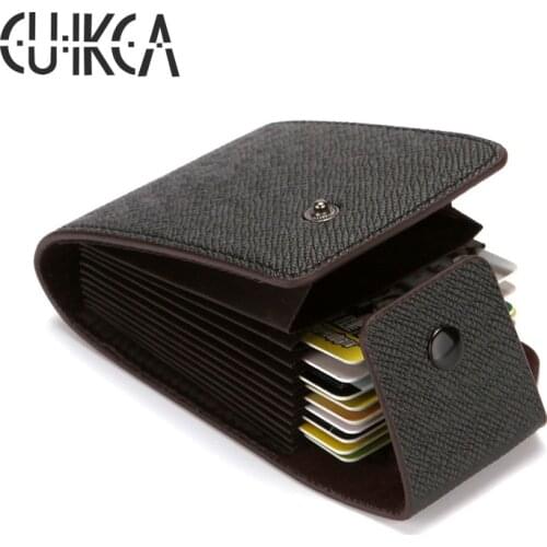 CUIKCA New Fashion Unisex Business Leather Wallet ID Credit Card Holder Name Cards Case Pocket Organizer Money Phone Coin Bag