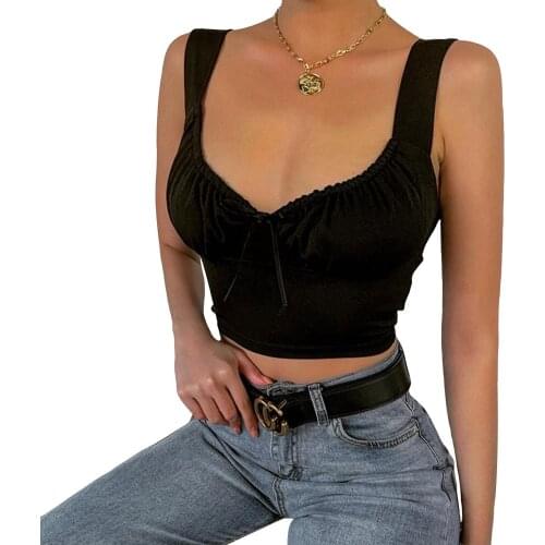 New Womens Cami Summer Top Slim Solid Color Sling Low Chest Crop Patchwork Wild Hot Fashion Breathable Top Shirt Vacation