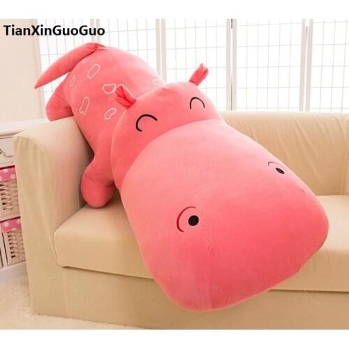 Huge 140cm cartoon pink hippo plush toy soft throw pillow birthday gift b2800