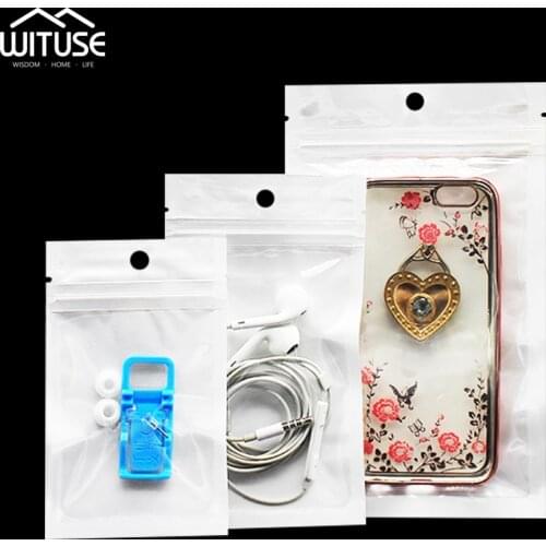 New Arrival 50-100Pcs White/Clear Self Seal Zipper Plastic Zip Lock Bags Packaging Pack Fresh Bag Food Storage Package Poly Bag