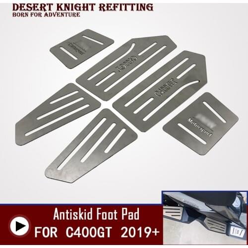 Drawing Surface Stainless Steel Antiskid Foot Pad And Antiskid Foot Pedal For BMW C400GT 2019 2020 2021 Motorcycle Accessories