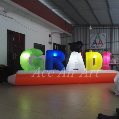Excellent quality school graduat decoration inflatable letter model,inflatable alphabet 'GRAD' word replica with pencil on sale