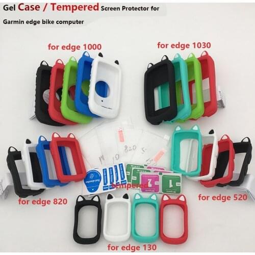 Generic cute cartoon Case / Tempered Screen Protector toughened film for Garmin bike Computer Edge 130 820 1000 1030 520 Plus
