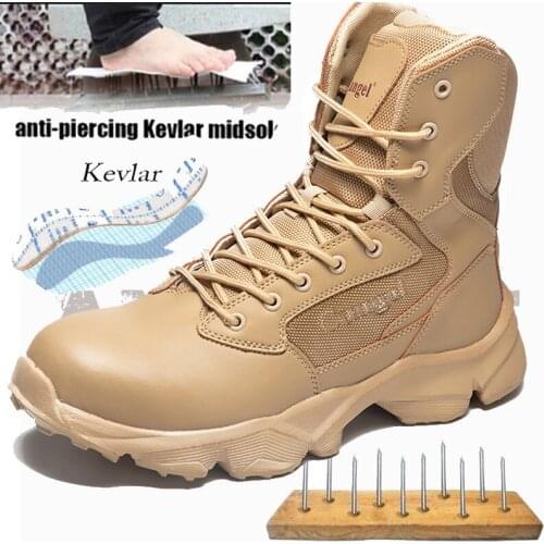 High Quality Work Safety Boots Men Steel Toe Shoes Army Boots Work Shoes Puncture-Proof Desert Combat Boots Indestructible Shoes
