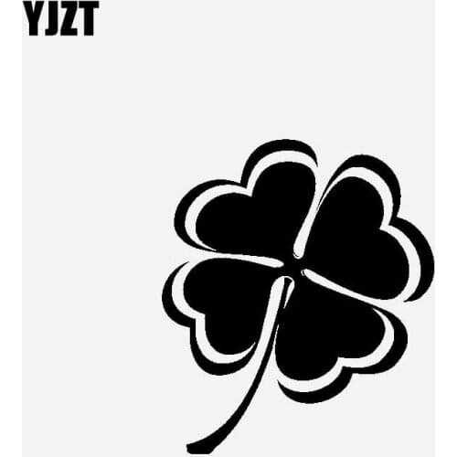 YJZT 13.9CM*16.1CM Car Sticker Vinyl Decal Four Leaf Clover Represents Luck Black/Silver C23-0452