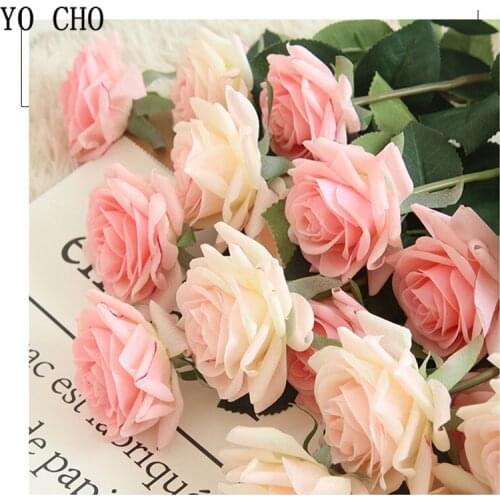 YO CHO Artificial Flower Silk Rose Real Touch Rose Flowers Home Party Prom Wedding Decoration Wedding Planner Marriage Supplies