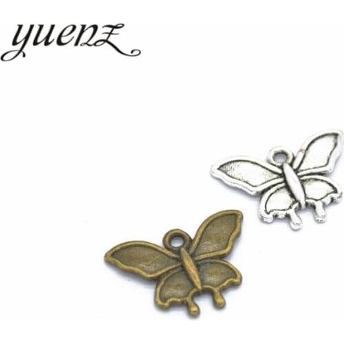 YuenZ 20pcs 2 color Antique Silver color butterfly Charm fit for Bracelets Necklace Pendant DIY Metal Jewelry 19*13mm D238