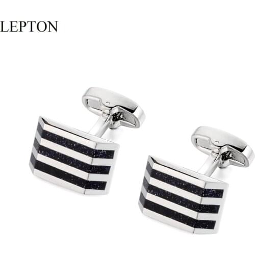 LEPTON Star Stone Cufflinks Low-Key Luxury Blue Sandstone Cuff Links and Tuxedo Shirt Cufflink For Mens Wedding Business Gifts
