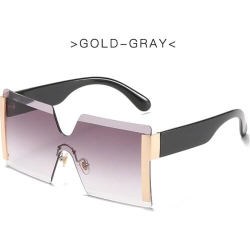 Bohosco Fashion UV400 Sunglasses Oversized Square Women Gradient Frame Cut Trimmed Lens Metal Clear Lens Sun Glasses Eyeglasses