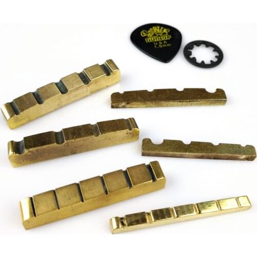 1 Piece Solid Brass Metal Electric Guitar Nut Bass Nut For ST Tele LP Guitars 4-string 5-string bass Guitar Parts