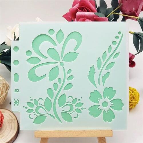 13x14cm Flower Bud Scrapbook Stencils Spray Plastic Mold Shield DIY Cake Hollow Embellishment Printing Lace Ruler Valentine