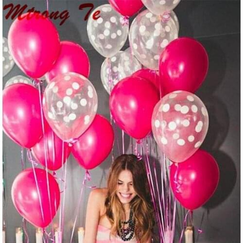 20pcs 10inch Transparent White Wave Point Latex Balloons Birthday Wedding Party Rose Red Latex Ballon Decor Supplies Air Balls